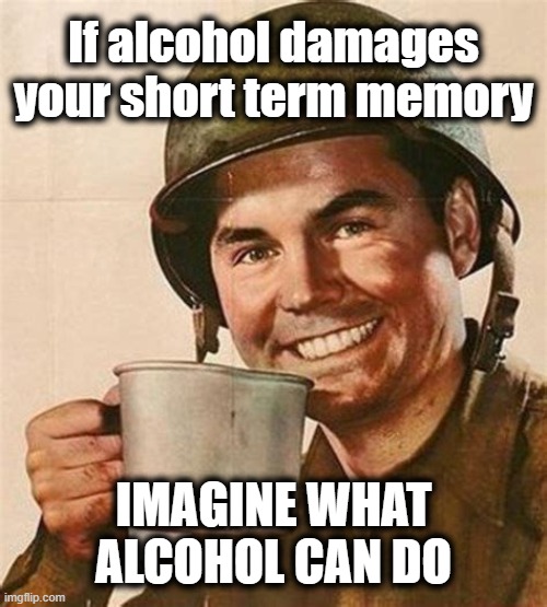 11.10.2023 Happy Birthday Marines | If alcohol damages your short term memory; IMAGINE WHAT ALCOHOL CAN DO | image tagged in alcohol pun,marine pun,marines,usmc | made w/ Imgflip meme maker