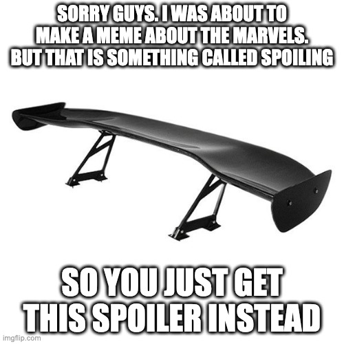 Spoiler | SORRY GUYS. I WAS ABOUT TO MAKE A MEME ABOUT THE MARVELS. BUT THAT IS SOMETHING CALLED SPOILING; SO YOU JUST GET THIS SPOILER INSTEAD | image tagged in spoiler,marvel,captain marvel,the marvels,spoilers,puns | made w/ Imgflip meme maker