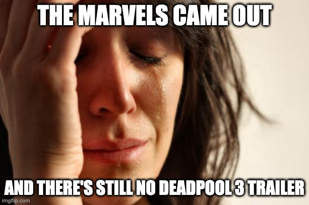 I know I know. It got delayed to July 26. It might be fair that the trailer isn't out yet. | THE MARVELS CAME OUT; AND THERE'S STILL NO DEADPOOL 3 TRAILER | image tagged in memes,first world problems,deadpool,marvel | made w/ Imgflip meme maker