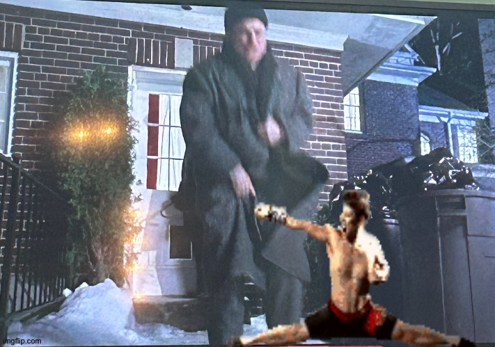 image tagged in home alone,johnny cage,mortal kombat,harry | made w/ Imgflip meme maker