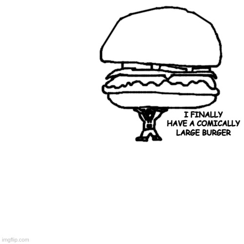 but then the evil wizard swoops in and makes it a regular sized burger!!!!! | I FINALLY HAVE A COMICALLY LARGE BURGER | made w/ Imgflip meme maker