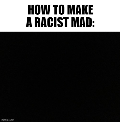 don't be racist | HOW TO MAKE A RACIST MAD: | image tagged in racist,black,meme,funny | made w/ Imgflip meme maker