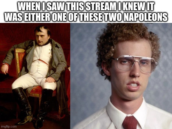 WHEN I SAW THIS STREAM I KNEW IT WAS EITHER ONE OF THESE TWO NAPOLEONS | made w/ Imgflip meme maker