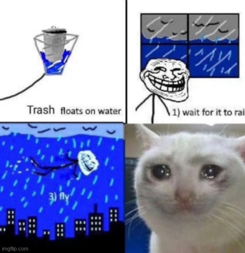sad | image tagged in sad,trash,cat,rain | made w/ Imgflip meme maker