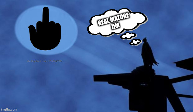 batman signal | REAL MATURE
JIM | image tagged in batman signal | made w/ Imgflip meme maker