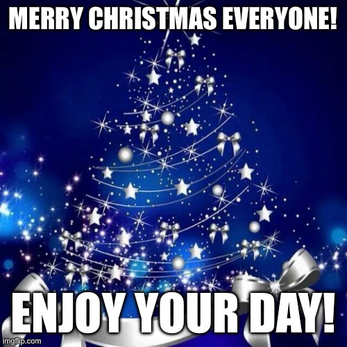 Merry Christmas from FestiveBagofJustice! | MERRY CHRISTMAS EVERYONE! ENJOY YOUR DAY! | image tagged in merry christmas,christmas | made w/ Imgflip meme maker
