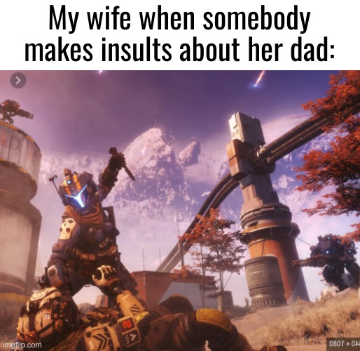 Her dad was in Vietnam and taught her how to use a combat knife. hes still alive and well. and hes very interesting. | My wife when somebody makes insults about her dad: | image tagged in funny,memes,wife,vietnam,military,dad | made w/ Imgflip meme maker