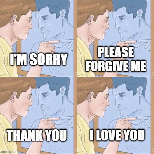 THE POWER OF HO'OPONOPONO. | PLEASE FORGIVE ME; I'M SORRY; THANK YOU; I LOVE YOU | image tagged in pointing mirror guy,hawaii,spirituality,forgiveness | made w/ Imgflip meme maker