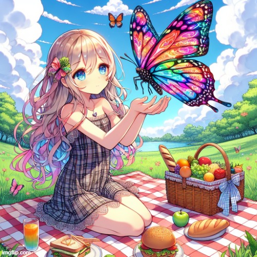 mulch mulch mulch mulch mulch mulch mulch mulch mulch mulch mulch mulch :# | image tagged in kawaii,ai generated,butterfly,based,anime girl | made w/ Imgflip meme maker