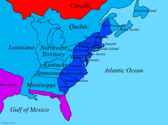 USA in 1776 | image tagged in usa 1776 map | made w/ Imgflip meme maker