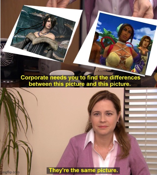 Dona is Lulu with less facial expressions. | image tagged in memes,they're the same picture,final fantasy,characters,rpg,video game | made w/ Imgflip meme maker