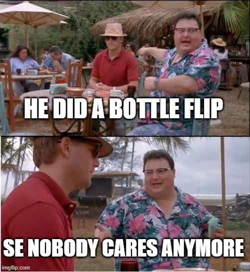 fr fr | HE DID A BOTTLE FLIP; SE NOBODY CARES ANYMORE | image tagged in memes,see nobody cares | made w/ Imgflip meme maker