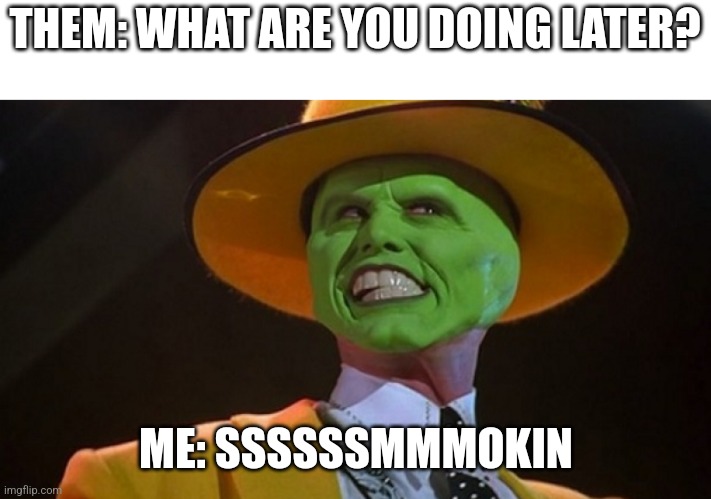 THEM: WHAT ARE YOU DOING LATER? ME: SSSSSSMMMOKIN | image tagged in marijuana | made w/ Imgflip meme maker