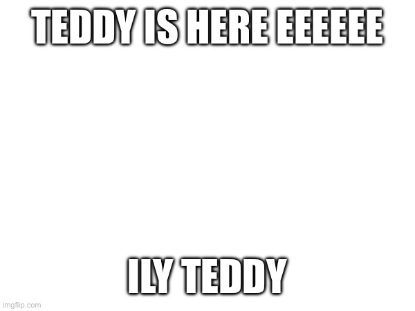 TEDDY IS HERE EEEEEE; ILY TEDDY | made w/ Imgflip meme maker