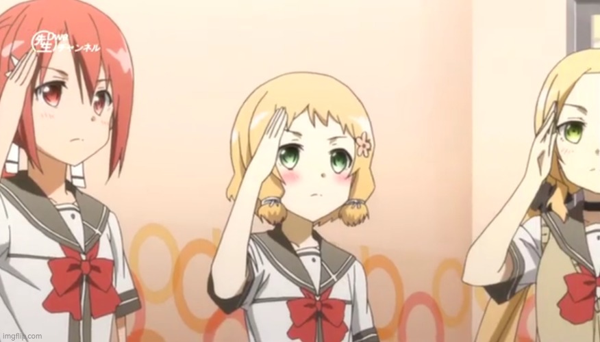 High Quality Anime girl salute Blank Meme Template
