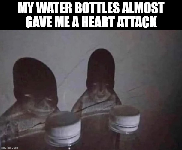 scary shadows | MY WATER BOTTLES ALMOST GAVE ME A HEART ATTACK | image tagged in memes | made w/ Imgflip meme maker