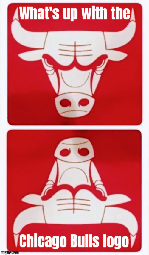 Try to unsee it now | What's up with the; Chicago Bulls logo | image tagged in chicago bulls,angry aliens,seafood,whoa,upside down,they are the same picture | made w/ Imgflip meme maker