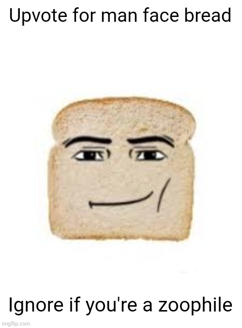 man face bread | Upvote for man face bread; Ignore if you're a zoophile | image tagged in man face bread | made w/ Imgflip meme maker