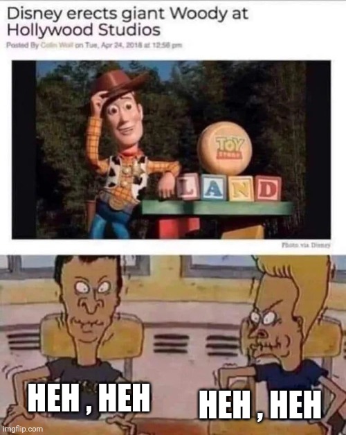 Somebody had to do it | HEH , HEH; HEH , HEH | image tagged in disney killed star wars,beavis and butthead,funny,well yes but actually no,to infinity,and beyond | made w/ Imgflip meme maker