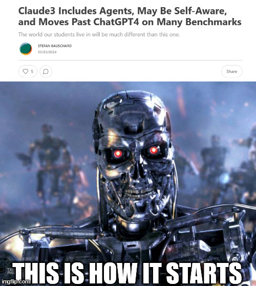 AI is becoming human | THIS IS HOW IT STARTS | image tagged in terminator robot t-800,artificial intelligence,technology | made w/ Imgflip meme maker