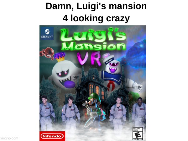 luigi's mansion vr would be fire | image tagged in mario,luigi,ghostbusters,vr,photoshop | made w/ Imgflip meme maker