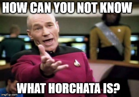 Picard Wtf Meme | HOW CAN YOU NOT KNOW   WHAT HORCHATA IS?
 | image tagged in memes,picard wtf | made w/ Imgflip meme maker