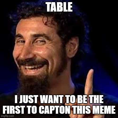 SOAD | TABLE; I JUST WANT TO BE THE FIRST TO CAPTON THIS MEME | image tagged in soad | made w/ Imgflip meme maker