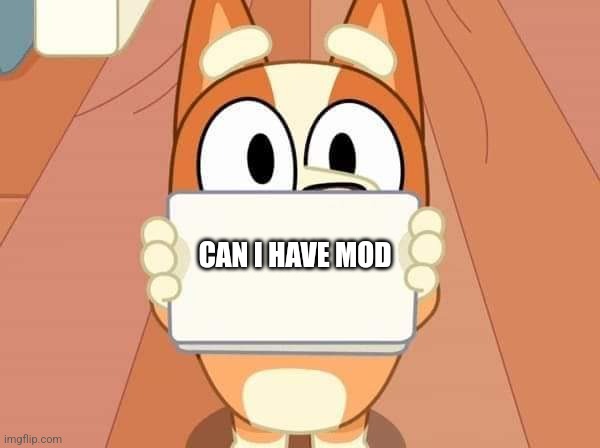 (Owner Note: Go ahead!) | CAN I HAVE MOD | image tagged in bluey bingo sign | made w/ Imgflip meme maker