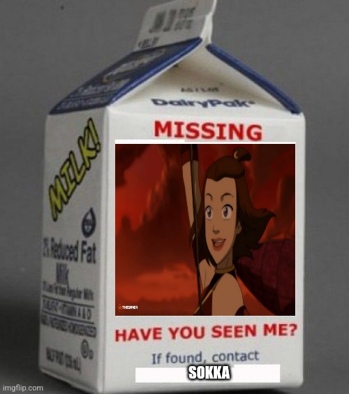 Or the boiling rock warden | SOKKA | image tagged in milk carton | made w/ Imgflip meme maker