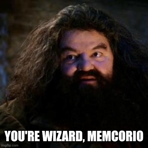 YOU'RE WIZARD, MEMCORIO | image tagged in you're a wizard harry | made w/ Imgflip meme maker