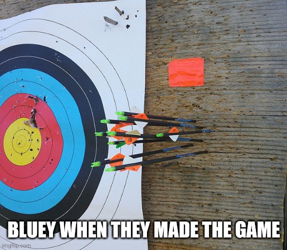 Missed the target  | BLUEY WHEN THEY MADE THE GAME | image tagged in missed the target | made w/ Imgflip meme maker