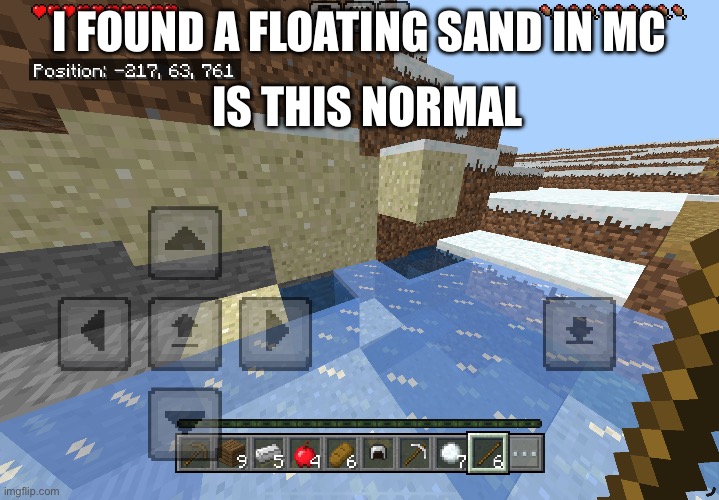 Floating sand | IS THIS NORMAL; I FOUND A FLOATING SAND IN MC | made w/ Imgflip meme maker