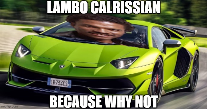 Based off of VinceVance's memehttps://imgflip.com/i/8khfao?nerp=1711566026#com30714187 | LAMBO CALRISSIAN; BECAUSE WHY NOT | image tagged in star wars,lamborghini,lando calrissian,the empire strikes back,low quality,bad pun | made w/ Imgflip meme maker