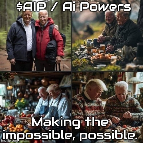 AI Powers | $AIP / Ai Powers; Making the impossible, possible. | image tagged in artificial intelligence,joe biden,donald trump,friends,cryptocurrency | made w/ Imgflip meme maker