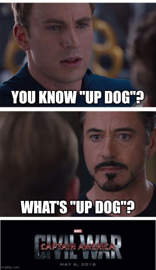 Marvel Civil War 1 Meme | YOU KNOW "UP DOG"? WHAT'S "UP DOG"? | image tagged in memes,marvel civil war 1 | made w/ Imgflip meme maker