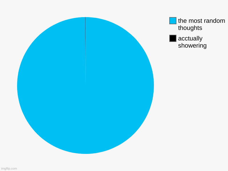 acctually showering, the most random thoughts | image tagged in charts,pie charts | made w/ Imgflip chart maker