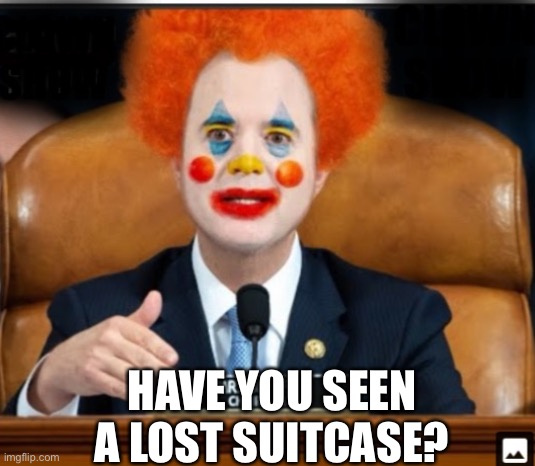 HAVE YOU SEEN A LOST SUITCASE? | image tagged in insane schiffty clownshit | made w/ Imgflip meme maker