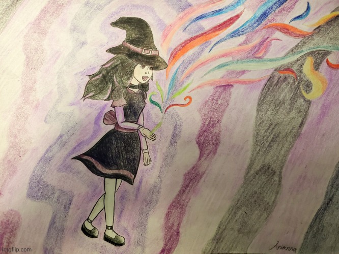 Magical witch drawing | image tagged in drawing,art,witch,halloween,magic,fantasy | made w/ Imgflip meme maker