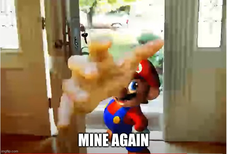 MINE AGAIN | image tagged in mario stealing your liver | made w/ Imgflip meme maker