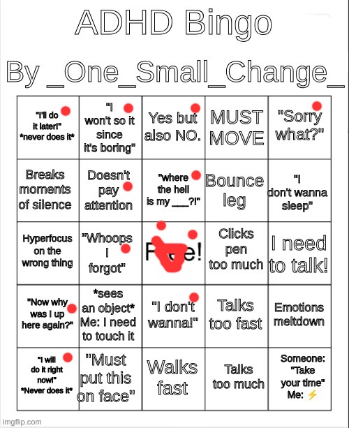 I mean I never talk I’m really quiet irl | image tagged in adhd bingo | made w/ Imgflip meme maker