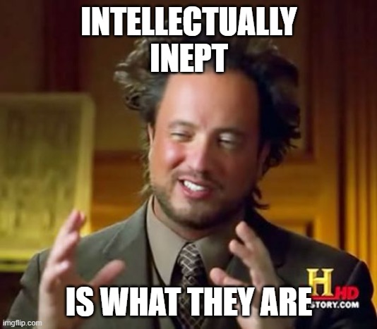 Ancient Aliens Meme | INTELLECTUALLY
INEPT IS WHAT THEY ARE | image tagged in memes,ancient aliens | made w/ Imgflip meme maker