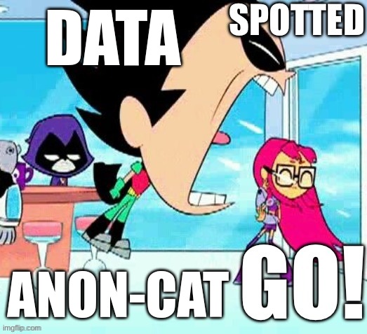 X spotted Y go | DATA ANON-CAT | image tagged in x spotted y go | made w/ Imgflip meme maker