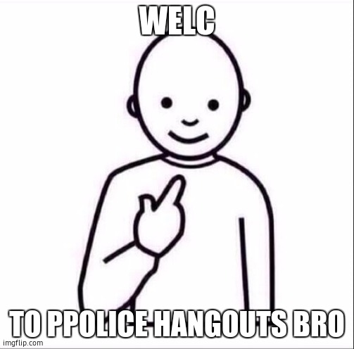 welcback | WELC; TO PPOLICE HANGOUTS BRO | image tagged in random | made w/ Imgflip meme maker