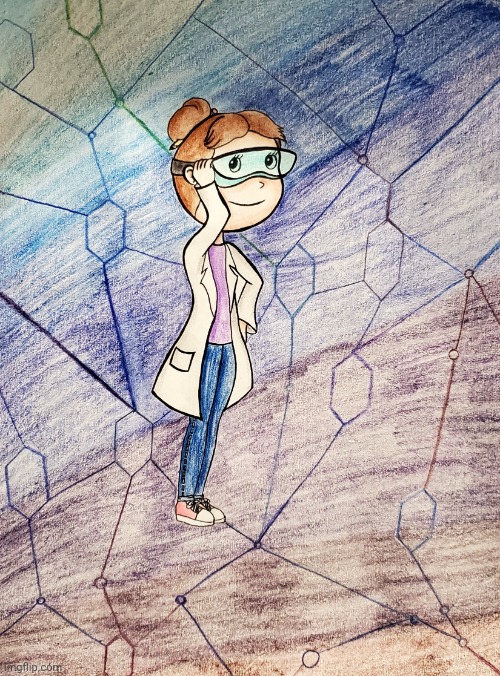 Scientist drawing | image tagged in drawing,art,science,nerd,girl,cute | made w/ Imgflip meme maker