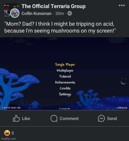I did the funni | image tagged in funny,memes,terraria,video games,facebook,posts | made w/ Imgflip meme maker