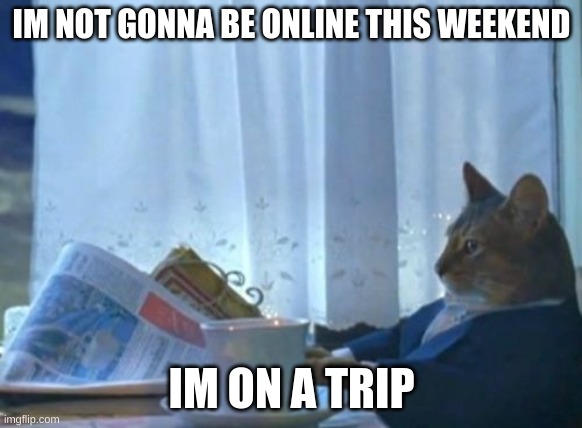 I Should Buy A Boat Cat | IM NOT GONNA BE ONLINE THIS WEEKEND; IM ON A TRIP | image tagged in memes,i should buy a boat cat | made w/ Imgflip meme maker