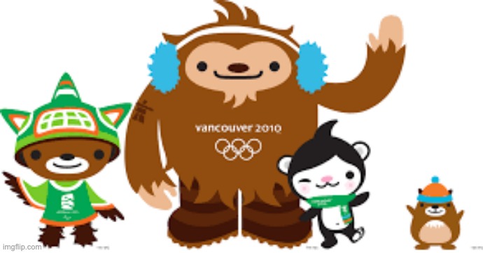 Remember us? Feel free to post some art on us in the comments! Plz dont draw anything cringey! | image tagged in 2010 vancouver olympics mascots | made w/ Imgflip meme maker