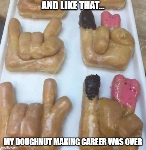What a Shocker! | AND LIKE THAT... MY DOUGHNUT MAKING CAREER WAS OVER | image tagged in sex jokes | made w/ Imgflip meme maker
