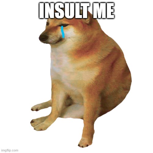 insult me | INSULT ME | image tagged in cheems | made w/ Imgflip meme maker