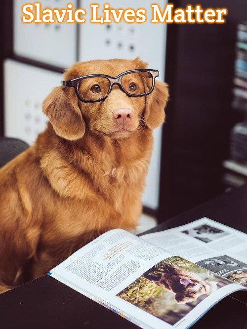Dog Studying | Slavic Lives Matter | image tagged in dog studying,slavic | made w/ Imgflip meme maker
